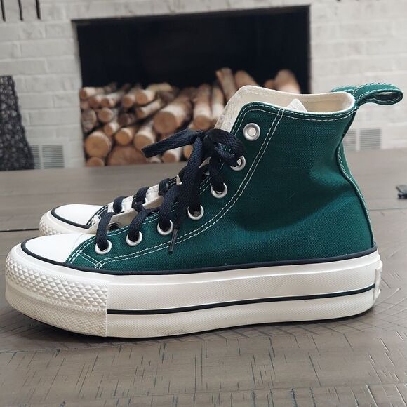 Converse All Stars Chuck Lift Custom Green Zebra Platform Sneaker Sz 4 - Picture 3 of 10